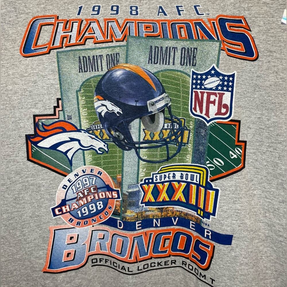 NEW Vintage 1998 NFL Denver Broncos Super Bowl XXXIII Starter T-Shirt XL - Picture 3 of 7